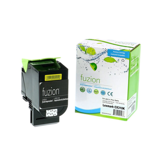 Black cartridge included in Fuzion 80C1SK0 CMYK Toner Set for CX310dn (4-Pack)