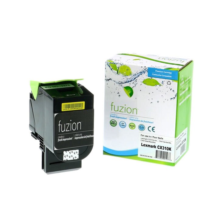Black cartridge included in Fuzion 80C1SK0 CMYK Toner Set for CX310dn (4-Pack)