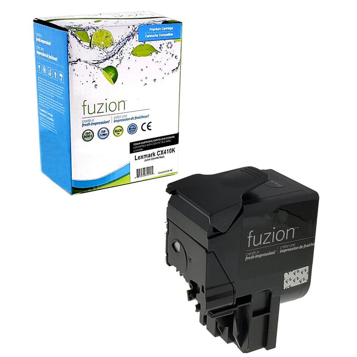 Black cartridge included in Fuzion High Yield 80C1HK0 CMYK Toner Set for CX410de (4-Pack)