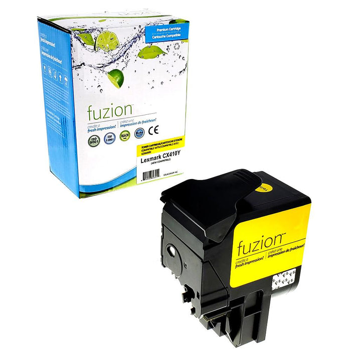 Yellow cartridge included in Fuzion High Yield 80C1HK0 CMYK Toner Set for CX410de (4-Pack)