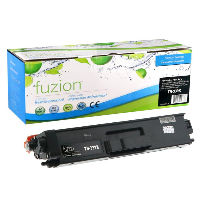 Black cartridge included in Fuzion High Yield TN339 CMYK Toner Set for HL-L9200CDW (4-Pack)