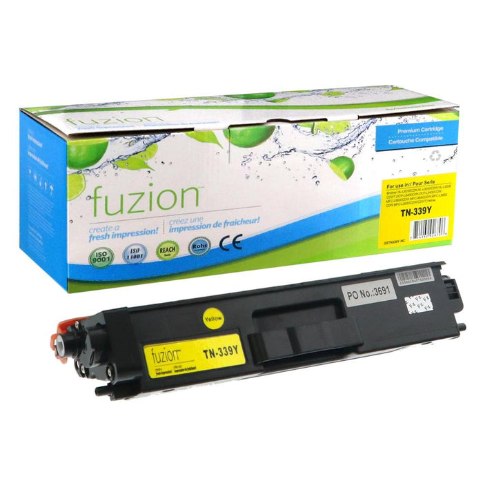 Yellow cartridge included in Fuzion High Yield TN339 CMYK Toner Set for HL-L9200CDW (4-Pack)