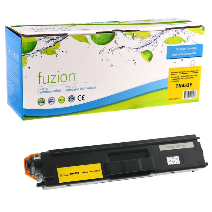 Yellow cartridge included in Fuzion TN433 CMYK Toner Set for HL-L8260CDW (4-Pack)
