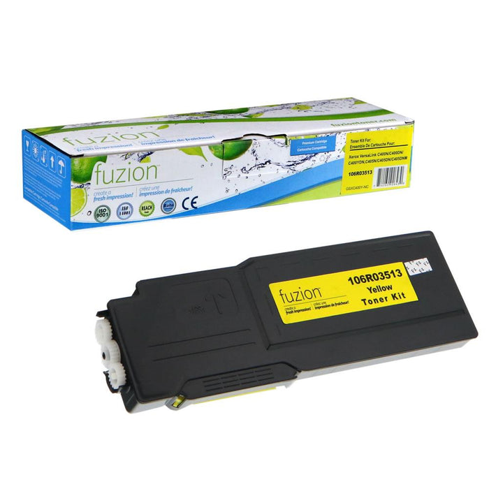 Yellow cartridge included in Fuzion 106R03512 CMYK Toner Set for VersaLink C400N (4-Pack)