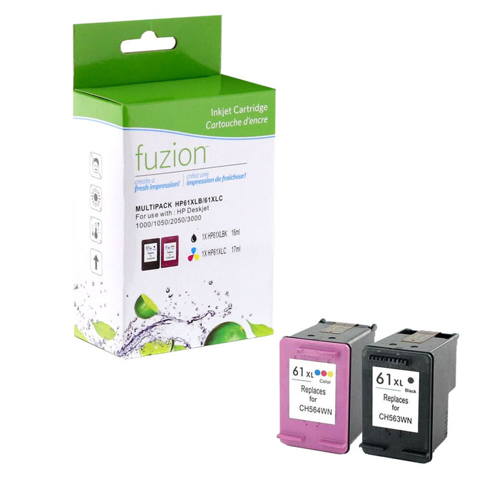HP #61XL Remanufactured Inkjet Set - Black/CMY