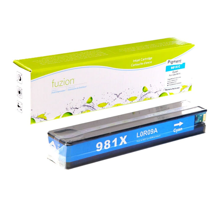 Cyan cartridge included in Fuzion High Yield L0R12A CMYK Ink Set for HP PageWide Enterprise Color MFP 586DN (4-Pack)