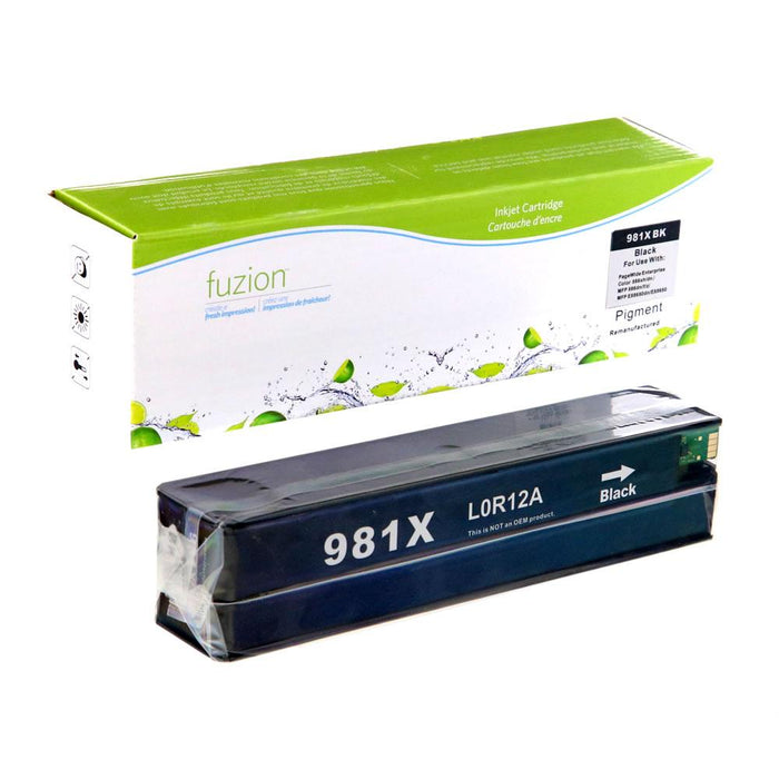 Black cartridge included in Fuzion High Yield L0R12A CMYK Ink Set for HP PageWide Enterprise Color MFP 586DN (4-Pack)