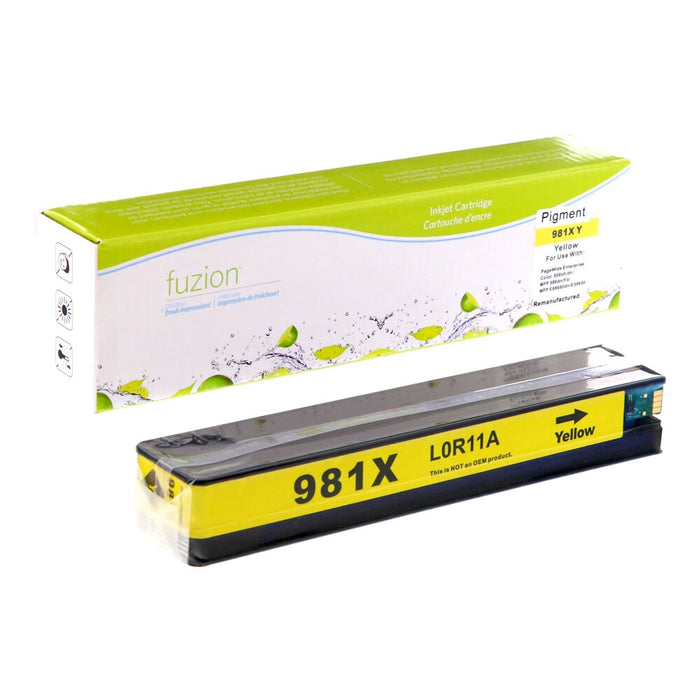 Yellow cartridge included in Fuzion High Yield L0R12A CMYK Ink Set for HP PageWide Enterprise Color MFP 586DN (4-Pack)