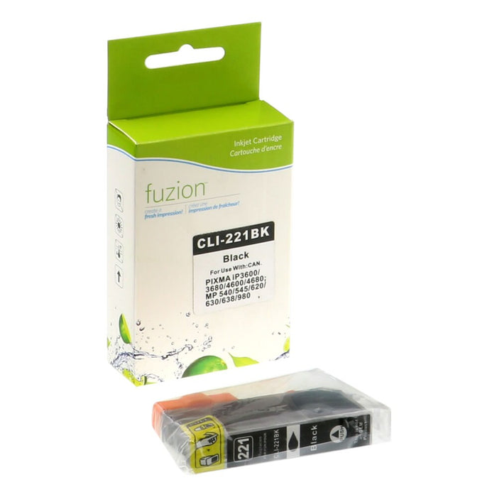 Black cartridge included in Fuzion CLI-221 CMYK Ink Set for PIXMA IP3600 (4-Pack)
