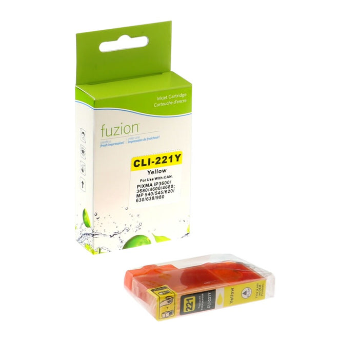 Yellow cartridge included in Fuzion CLI-221 CMYK Ink Set for PIXMA IP3600 (4-Pack)