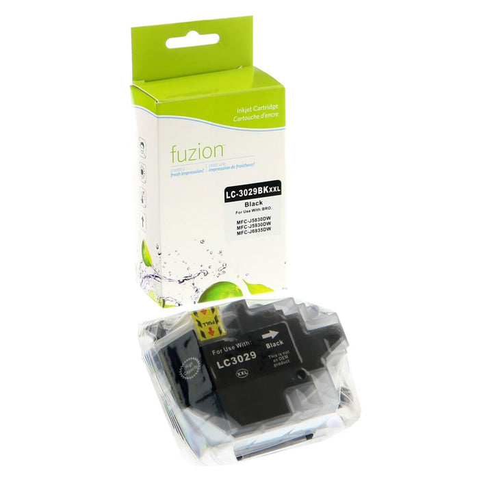 Black cartridge included in Fuzion LC3029 CMYK Ink Set for MFC-J5830DW (4-Pack)