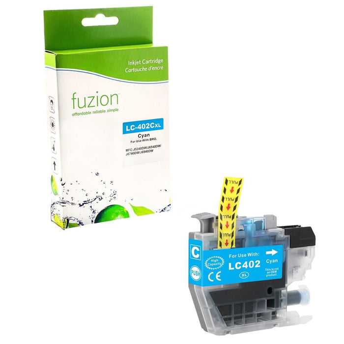 Cyan cartridge included in Fuzion LC402XLBKS CMYK Ink Set for MFC-J5340DW (4-Pack)