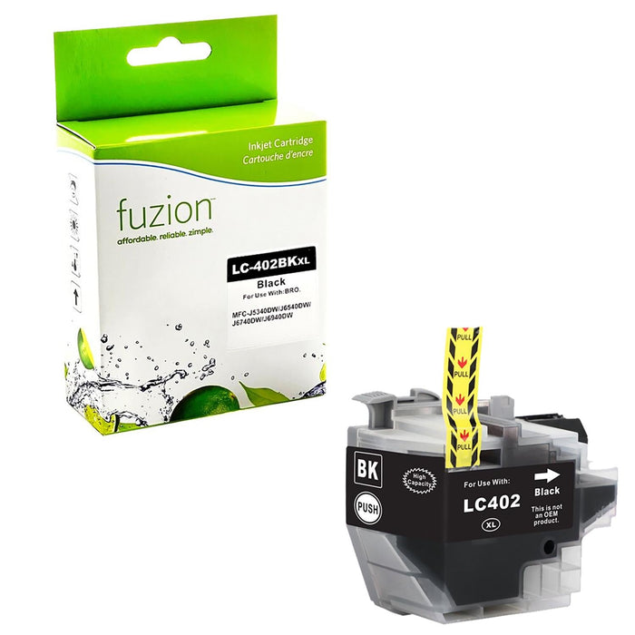 Black cartridge included in Fuzion LC402XLBKS CMYK Ink Set for MFC-J5340DW (4-Pack)
