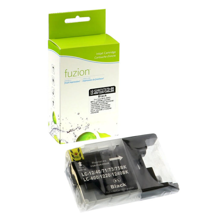Black cartridge included in Fuzion High Yield LC75 CMYK Ink Set for MFC-J280W (4-Pack)