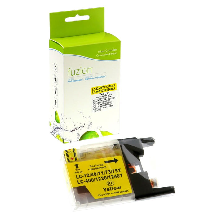 Yellow cartridge included in Fuzion High Yield LC75 CMYK Ink Set for MFC-J280W (4-Pack)