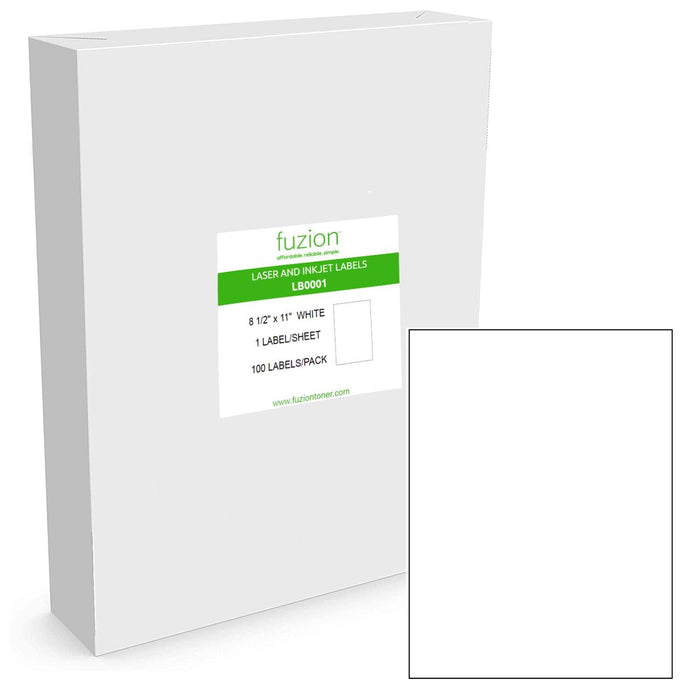 Laser/Inkjet Labels - 8 1/2" x 11" - White - 100 Pack