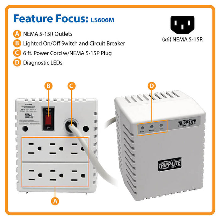 TRIPP LITE LS606M Line Conditioner & Voltage Regulator