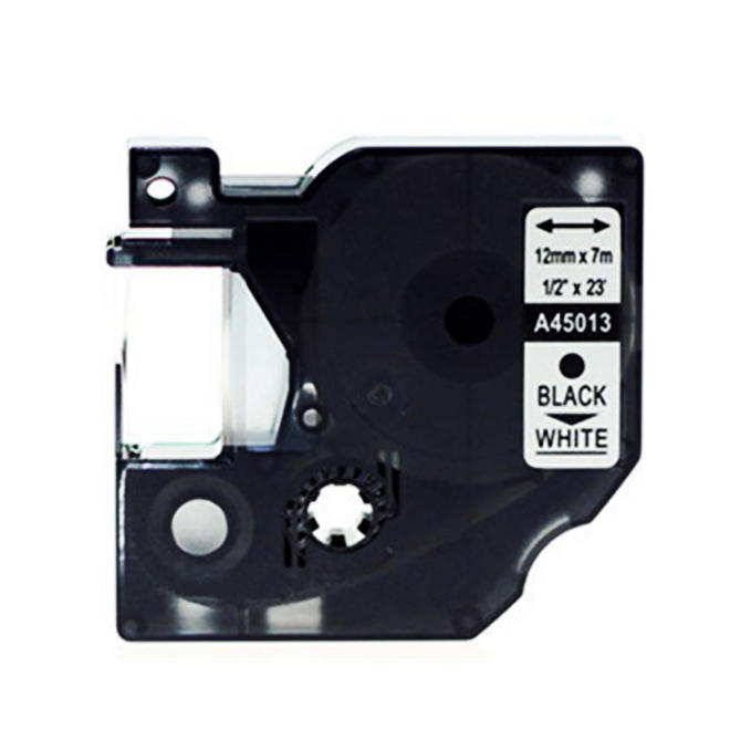 Compatible Dymo 45013 D1 Label Tape, 12mm (1/2"x23'), Length of 7m, Black on White