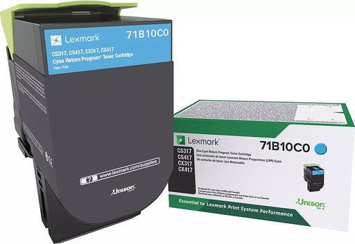 Lexmark CS/X317/417/517 Cyan Return Program Toner Cartridge (71B10C0)