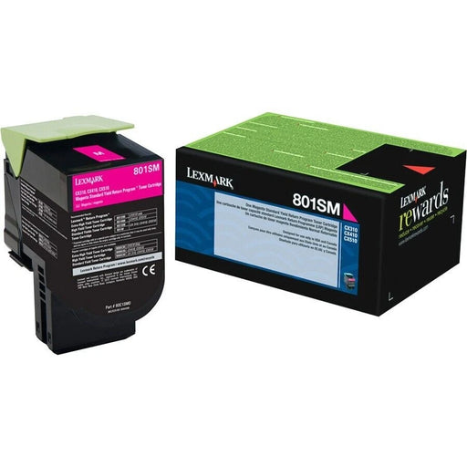Lexmark 801SM Magenta Return Program Toner Cartridge, Standard Yield (80C1SM0)