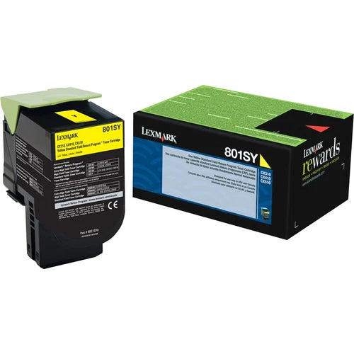 Lexmark 801SY Yellow Return Program Toner Cartridge, Standard Yield (80C1SY0)