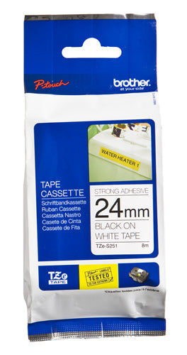 TZES241 BLACK ON WHITE 18MM  LAMINATED STRONG ADHESIVE IND