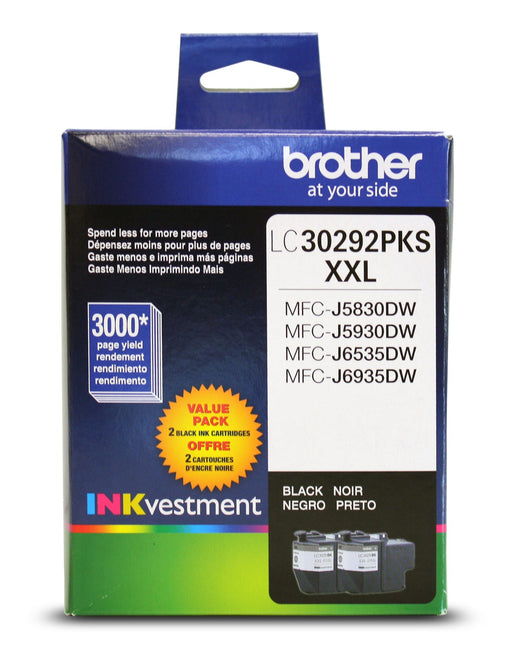 Brother Black Ink Cartridges, Super High Yield, 2 Pack (LC30292PKS)